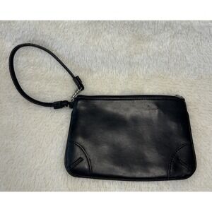 Franklin Covey Genuine‎ Leather Black Wristlet Pouch 7.5"x5"